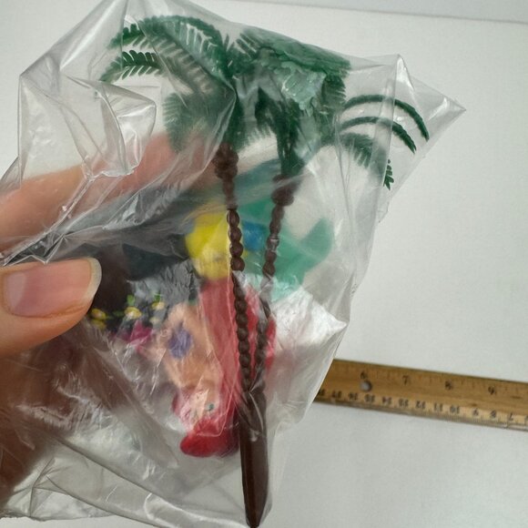 Sealed Vtg 90s Little Mermaid Flounder Applause Cake Topper Figurine Palm Trees - Picture 10 of 11